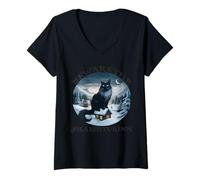 Womens Beware The Jolakotturinn Yule Cat Icelandic Christmas Norse V-Neck T-Shirt