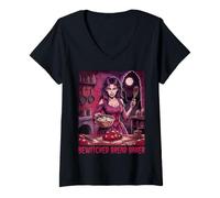 Women's Bewitched Bread Baker Baking Bakery Spooky Vampire Women V-Neck T-Shirt