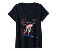 Womens Biathlete Nordic Skiing Biathlon V-Neck T-Shirt