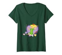 Women's Bibi Blocksberg Heart V-Neck T-Shirt, Dark Green, XX-Large