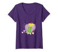 Women's Bibi Blocksberg Heart V-Neck T-Shirt, Purple, Small