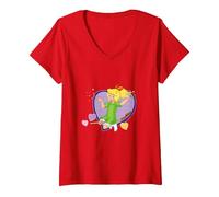Women's Bibi Blocksberg Heart V-Neck T-Shirt, Red, Small