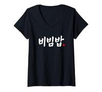 Womens Bibimbap Funny Korean Food Hangul V-Neck T-Shirt