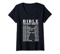 Womens Bible Emergency Numbers - Christian Scripture for Faith V-Neck T-Shirt