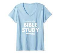 Womens Bible Study and Chill V-Neck T-Shirt