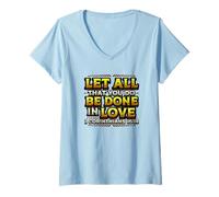 Women's Bible Verse Let All Be Done in Love Occupational Therapist V-Neck T-Shirt