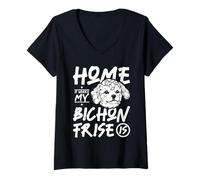 Women's Bichon Frise Dog Lover Cute Bichon Frise Owner Humor V-Neck T-Shirt