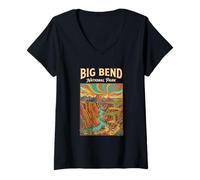Women's Big Bend National Park Canyon Landscape Texas Retro Hiking V-Neck T-Shirt