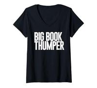 Women's Big Book Thumper AA Sober V-Neck T-Shirt