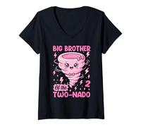 Women's Big Brother of The Two-Nado Cute Pun 2nd Birthday Theme V-Neck T-Shirt