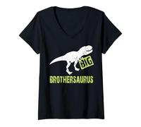 Womens Big Brother Shirt with Dinosaur, Big Brothersaurus T-Shirt V-Neck T-Shirt