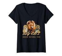 Womens Big Cats of Kruger National Park Cheetah Leopard Lion V-Neck T-Shirt