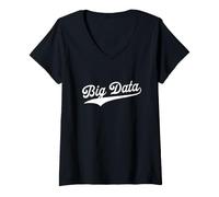 Women's Big Data - Fun Retro University Aesthetic Sporty V-Neck T-Shirt