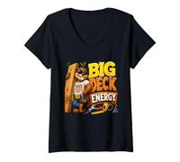 Women's Big Deck Energy Funny DIY Builder Carpenters V-Neck T-Shirt
