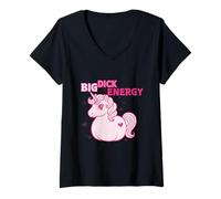 Womens Big Dick Energy Unicorn V-Neck T-Shirt