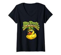Women's Big Duck Energy Funny Duck - Irish St Patrick’s Day Shamrock V-Neck T-Shirt