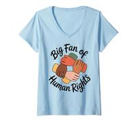 Women's Big Fan of Human Rights Hands Kids V-Neck T-Shirt