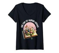 Womens Big Fan of Human Rights Protest Butterfly Floral V-Neck T-Shirt