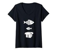 Womens Big fish, little fish, cardboard box V-Neck T-Shirt