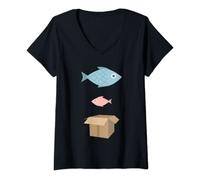 Womens Big fish, little fish, cardboard box V-Neck T-Shirt