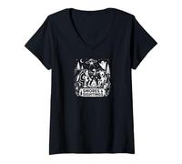 Women's Big Foot Alien Extraterrestrial Ghost Forest Friends V-Neck T-Shirt