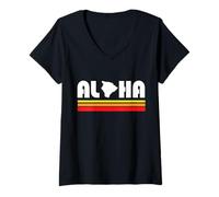 Womens Big Island Aloha Spirit - Hawaii Island Retro Design V-Neck T-Shirt