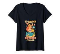 Womens Big Sister Of The Birthday Mermaid Party Sisters Birthday V-Neck T-Shirt