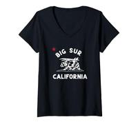 Women's Big Sur California Beach Flag Bear Surf CA Vintage V-Neck T-Shirt