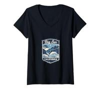 Women's Big Sur California Ocean Waves Mountain Landscape Nature V-Neck T-Shirt