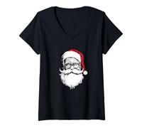 Womens Big White Beard Santa Claus for Mustache Lovers V-Neck T-Shirt
