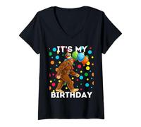 Women's Bigfoot 2nd Birthday Sasquatch Loving V-Neck T-Shirt