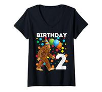 Women's Bigfoot 2nd Birthday Sasquatch Loving V-Neck T-Shirt