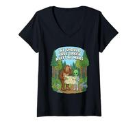Women's Bigfoot Alien Campfire We Should Have Taken A Left At Mars V-Neck T-Shirt
