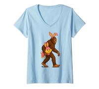 Womens Bigfoot Easter Bunny Ears Carrying The Easter Bunny V-Neck T-Shirt
