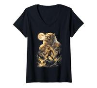 Women's Bigfoot Howling at the Moon Meme Sasquatch V-Neck T-Shirt
