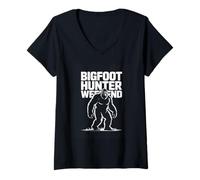 Women's Bigfoot Hunter Weekend Camping Sasquatch Search V-Neck T-Shirt