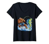 Women's Bigfoot Mahi Mahi Fishing Sasquatch Offshore Angler V-Neck T-Shirt