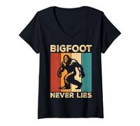 Women's Bigfoot Never Lies V-Neck T-Shirt