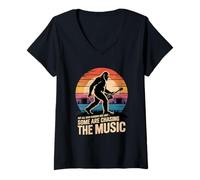 Womens Bigfoot Not All Who Wander Are Lost Music Festival Retro V-Neck T-Shirt