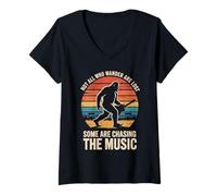 Womens Bigfoot Not All Who Wander Are Lost Music Festival Retro V-Neck T-Shirt