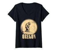 Women's Bigfoot Oregon Sasquatch Pacific Northwest Cryptid Adventure V-Neck T-Shirt