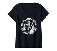 Womens Bigfoot Research Team Halloween Sasquatch Cryptid Hunter V-Neck T-Shirt