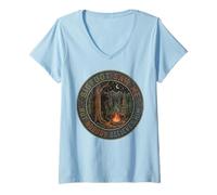 Women's Bigfoot Saw Me Funny Badge Night Campfire Sasquatch Men V-Neck T-Shirt