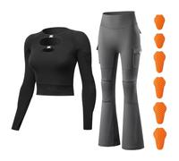 Womens Biker Clothing Set with Mesh Motorcycle Jacket and Skort, Reflective Summer Motorbike Riding Outfit Removable Armour Breathable Streetwear Urban Commute Touring Trousers