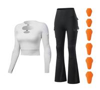 Womens Biker Clothing Set with Mesh Motorcycle Jacket and Skort, Reflective Summer Motorbike Riding Outfit Removable Armour Breathable Streetwear Urban Commute Touring Trousers