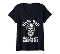 Women's Biker Dad Cooler Than Your Average Dad Funny Biker V-Neck T-Shirt