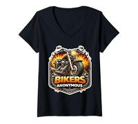 Women's Bikers Anonymous Addicted to Classic Motorcycles Motorbike V-Neck T-Shirt