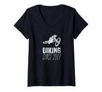 Womens Biking Since 2017 Bicycle in The Jump V-Neck T-Shirt
