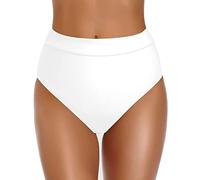 Women's Bikini Bottoms High Waisted Solid Tummy Control Swim Briefs Ruched Tankini Bottoms Cutout Bikini Brief Ladies Summer Beach Trunks Swim Bottoms for Teen Girl Women