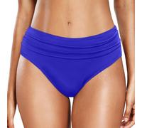 Women's Bikini Bottoms Ruched High Waisted Swim Bottom Sports Beach Shorts Solid Color Pleated Full Coverage Briefs Plain Swim Trunks Underwear Swimsuit Plus Size (Blue, M)
